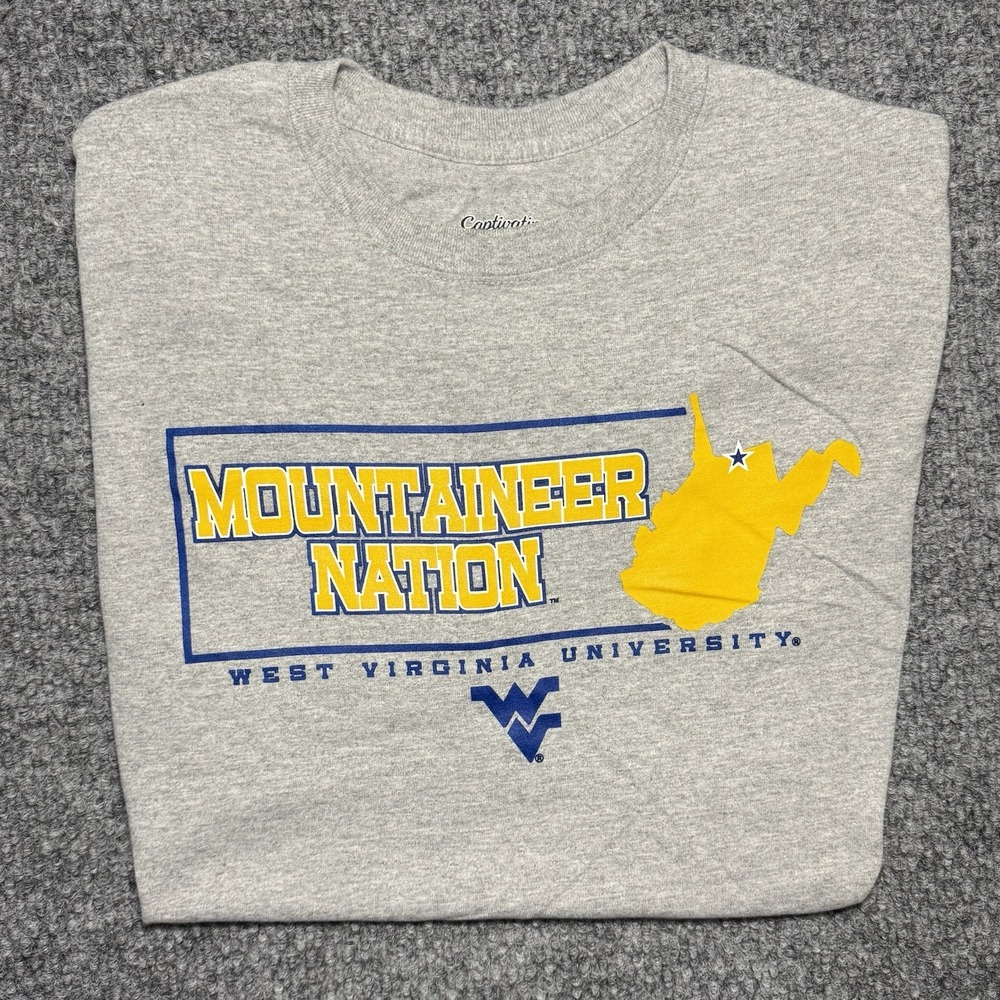 West Virginia University T-Shirt‎ Mountaineers Nation Gray Men's Size Large NWOT